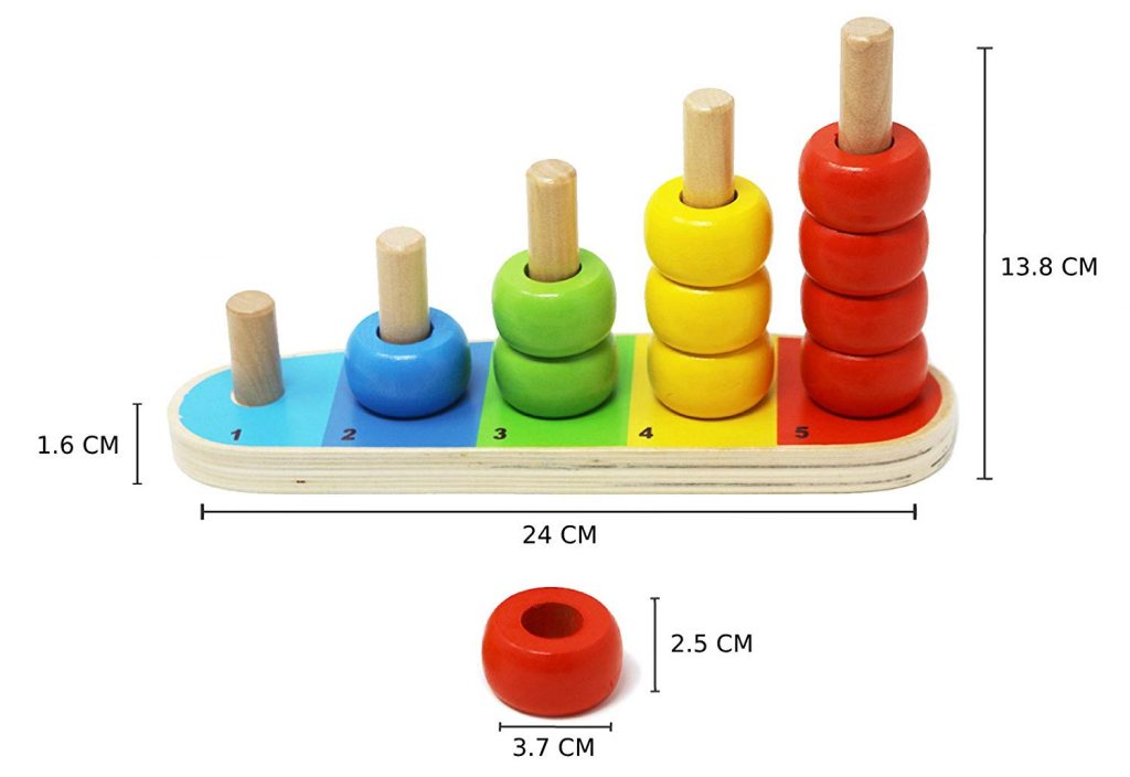 Anillos apilables de madera (para bebés y para niños), de Toys of Wood Oxford