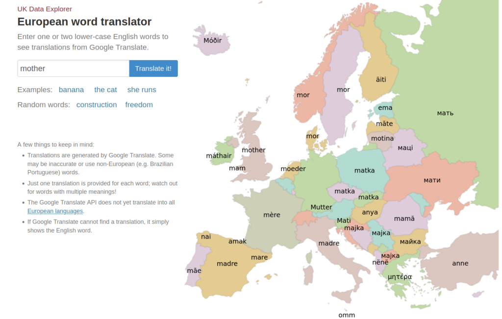 Traductor a idiomas europeos (desde el inglés)