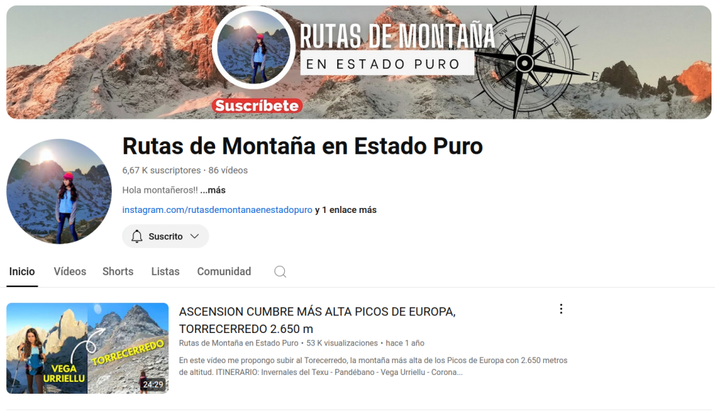 Rutas de montaña en estado puro, Carla Astuy García (YouTubers con los que dejarías a tus hijos, 17)
